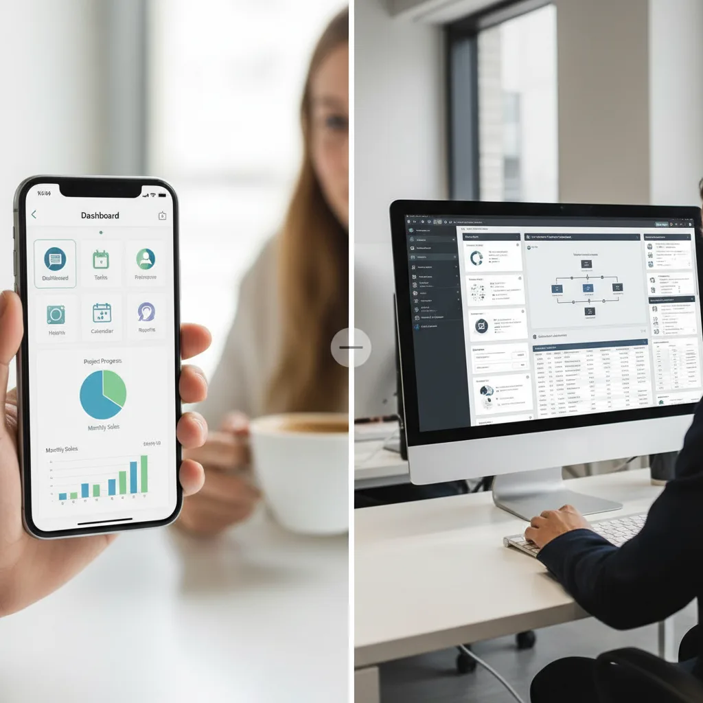 immagini senza testi di confronto tra app e software gestionale