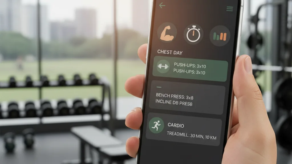 immagine di uno smartphone con app realistica della palestra