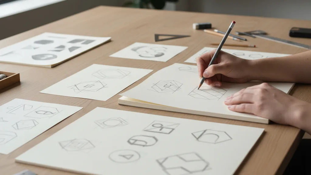 mani designer tavolo lavoro schizzi logo matita