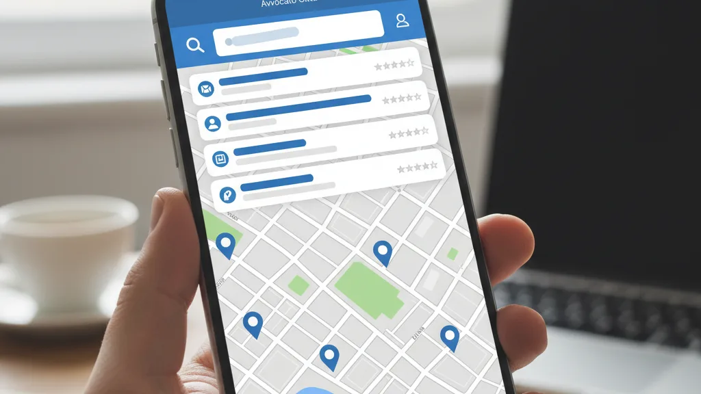 smartphone schermata Google maps risultati avvocato città